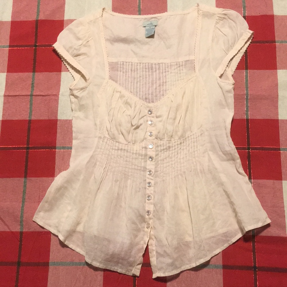 Anthropologie Ivory Odille Blouse %100 Cotton